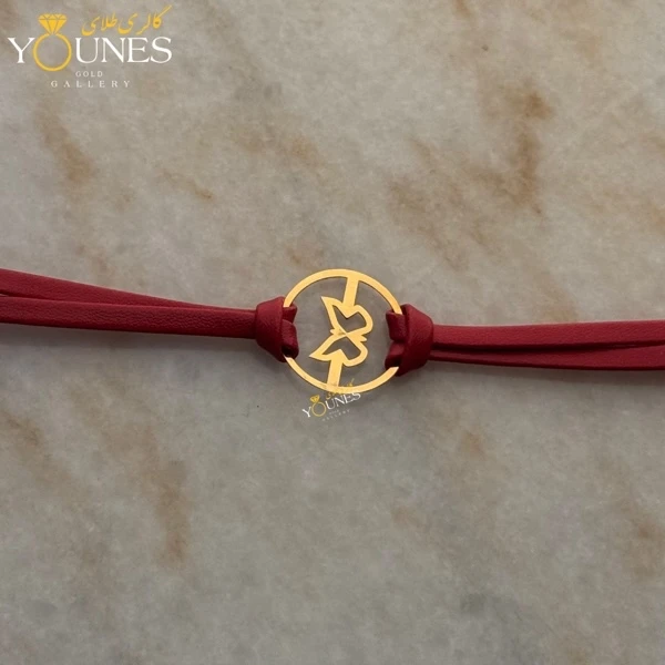 دستبند طلا چرم دولاین پروانه کوچک